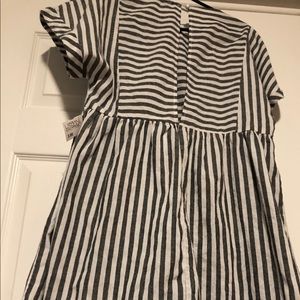 SHEIN Grey and White Striped Babydoll dress